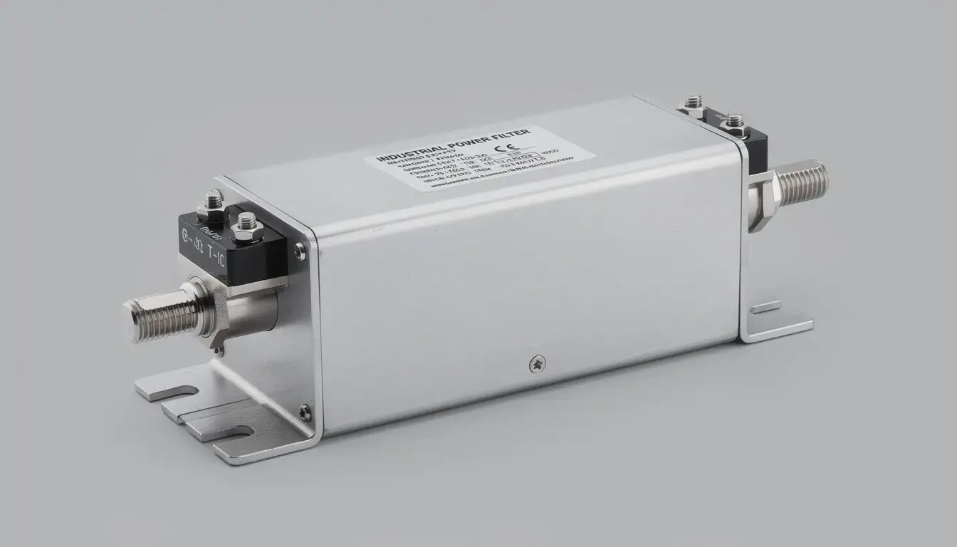 an industrial power filter component housed in a robust metal enclosure